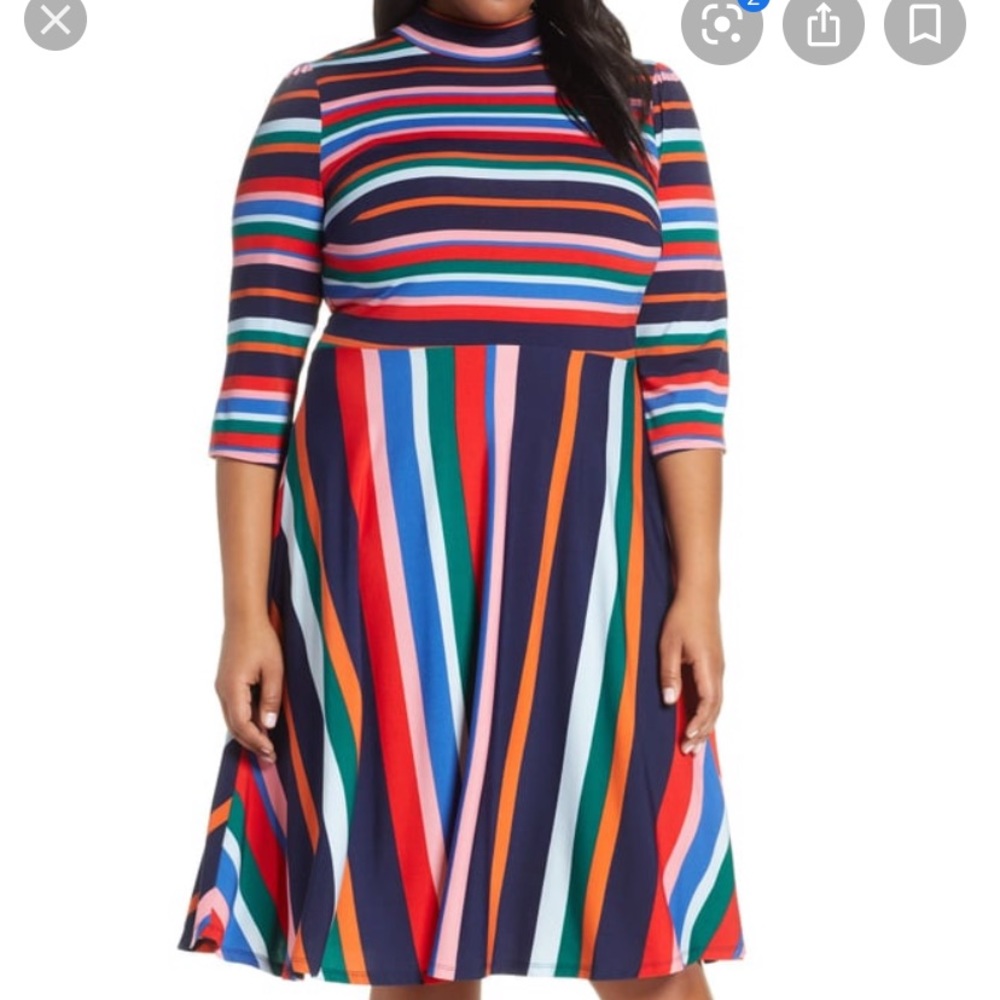 Eloquii Striped Fit and Flair Dress
